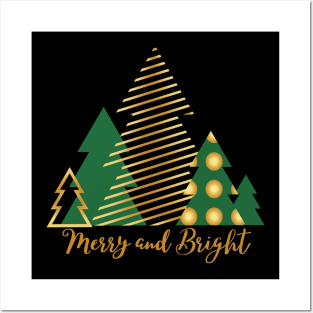 Merry and Bright Christmas Trees Posters and Art